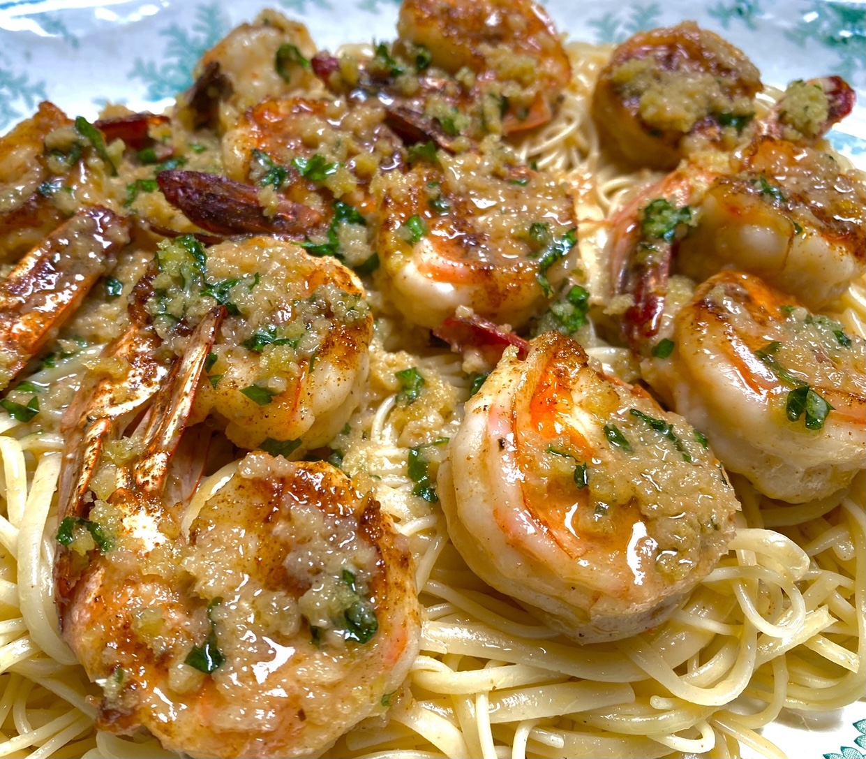 Florida Sand flea Scampi with noodles